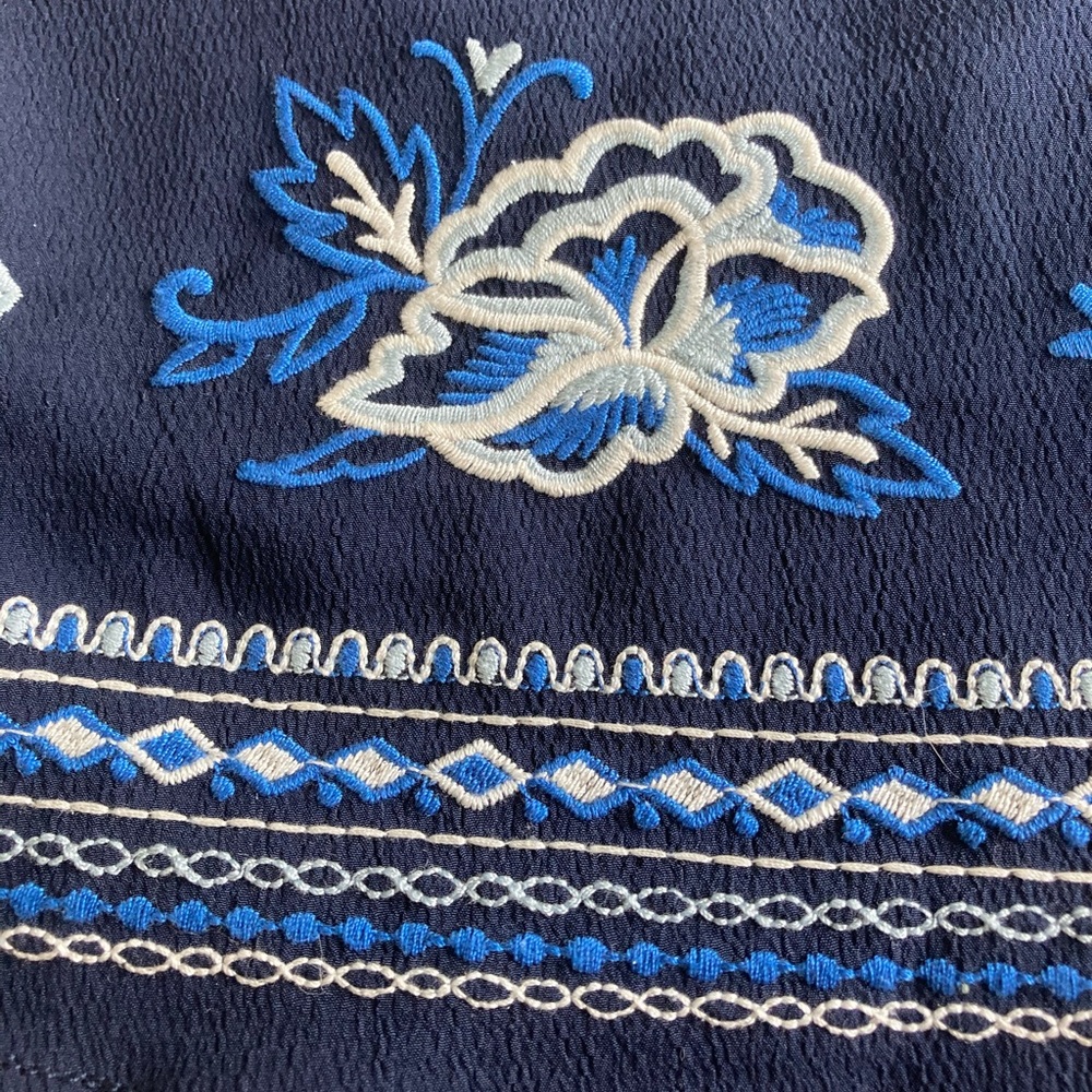 Floral Embroidered Cross Back Shift Dress - Picture 2 of 4